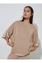 Tan Relaxed Knit Top with Contrast Trim - 3