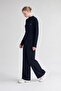 Hakim Collar Front Buttoned Blouse Navy Blue - 2