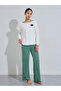Green Ribbed Heart Print Boat Neck Top and Solid Pants Pyjama Set