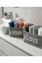 2-Piece Bathroom Towel Organizer Home & Love Printed Patterned Fabric Organizer with Steel Support 30×24×18 cm - 2