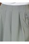 Khaki Solid Pleated A-Line Maxi Skirt - 3