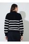 Black Striped Half-Zip Regular Fit Sweater - 5