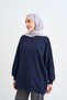 Women's Crew Neck Oversize Sweatshirt Navy Blue - 2