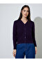 Purple Solid Button-Down Regular Fit Cardigan - 3