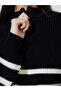 Black Striped Half-Zip Regular Fit Sweater - 4