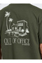 Olive Green Graphic Print Crew Neck Oversized T-Shirt - 6