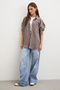 Striped Oversize Shirt Brown - 2