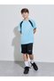 Teen Boys Blue Color Block Raglan Sleeves T-Shirt and Shorts Set - 2