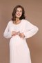 Cotton Double-Breasted Breastfeeding Detailed Wide-Sleeve Maternity and Postpartum Long Nightgown Set - 5
