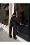 Women's Black Draped Blouse and Pants Two-Piece Set - 4