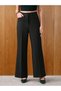 Black Solid Wide-Leg Trousers