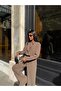 Women's Mink Draped Blouse and Pants Two-Piece Set - 3
