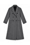 Black Long Coat with Herringbone Pattern - 3