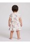 Baby Girl Off White All Over Floral Print T-Shirt and Skort Set - 4