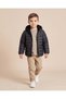 Boys Black Puffer Hooded Jacket - 2
