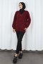V-Neck Button Detailed Knitwear Cardigan Claret Red Hnt2810 - 5