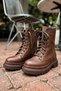 Catty Brown Leather (5 cm Sole) Zippered Lace-Up Thick Soled Women's Daily Boots - 3