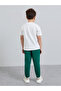 Boys White Slogan Print Oversized T-Shirt and Green Joggers Set - 6