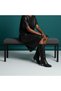 Black Leather Bellows Women's Pointed Toe Boots - 3