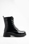 Women's Black Patent Leather Lace-Up and Zippered Boots Yoru - 4