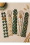 100% Cotton Fabric Panel Set 5 Different Patterns 30X60 cm – Vintage Floral and Checkered Pattern, Dark Green and Orange Tones - 7