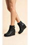 Women's Leather Look Belt Detailed Wedge Heeled Casual Ankle Boots - 4