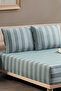 Striped Cotton Double Elastic Fitted Sheet Set Pillows with Buttons Fitted 180X200+30 cm Elastic Sheet and 2 Pieces 50X70Cm Pillowcases - 2