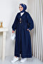 Women's Double-Breasted Collar Pocket Denim Jeans Kimono Cap - 3