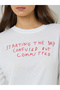 White Slogan Print Long Sleeves Regular Fit T-Shirt - 4