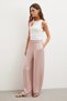 Elastic Waist Draped Wide Leg Trousers Pink - 3