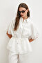 Linen shirt with lace detail - white - 3