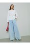White Solid Tie-Up Waist Long Sleeves Regular Fit T-Shirt - 2