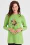 Women's Crew Neck Embroidered Front Long Wool Sweater A.E.Green - 7