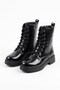 Women's Black Patent Leather Lace-Up and Zippered Boots Yoru - 7