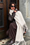 Women's Self-Luminous Ecru Shawl |   Thick and Warm Tassel Long Scarf - 4