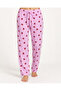 Women's Premium Patterned Comfortable Cut Pink Pajama Bottoms 4774 - 2