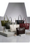 Women's Green Color Wrinkled Leather Shoulder Bag Stylish Design Daily Use Large Size Zippered Tote Bag - 6