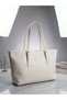 Women's White Color Wrinkled Leather Shoulder Bag Stylish Design Daily Use Large Size Zippered Tote Bag - 2