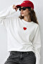 Eazy Unisex Oversize Long Sleeve T-Shirt 100% Cotton Ecru Fragile Heart Printed Boxy Fit T-Shirt - 2