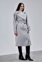 Gray Regular Epaulet Detailed Double-Breasted Cashmere Coat - 7