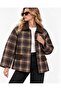 New Season Premium Quality Plaid Patterned Quilted Women's Jacket – Velvet Collar, Pocketed, Snap-Fastened Coat - 3