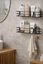 2 Pcs Black Bathroom Shelf with 4 Plastic Black Plastic Hooks Shower Shelf Bathroom Kitchen Shelf Organizer - 4