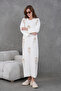Women's Embroidered Flowy Crew Neck Maxi Knitwear Dress - 7