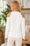 Women's Long Sleeve Turtleneck Off Shoulder Hair Braided Soft Textured Trendy Stylish Casual White Knitwear Sweater - 3