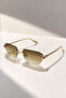 Women's Panther Detailed Crystal Cut Sunglasses Uv400 Brown |   Case and Cleaning Cloth Gift Set - 3