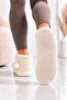Women's Ecru Pompom Detailed Comfortable Plush Home Boots, Slippers - 4
