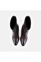 Women's Dark Brown Pointed Toe Heeled Stretch Leather Boots - 6