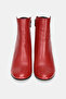 Women's Red Genuine Leather Ankle Boots with Thick Heels, Size 36-41 - 4