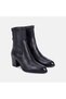 Women's Black Pointed Toe Heeled Stretch Leather Boots