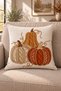 Autumn Pumpkin and Leaf Patterned Punch Look Decorative Throw Pillow Cover Set of 4 (Double-Sided) - 4